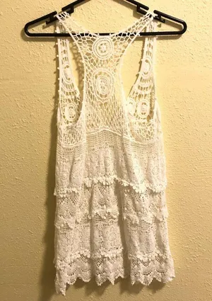Boho Gypsy Beach Swim Cover Up White S thumbnail 6