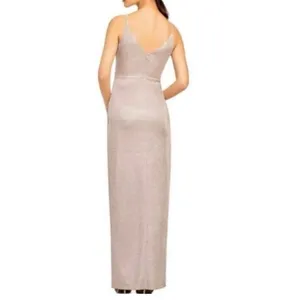 Aiden Maddox V Neck Lured Knit Gown Sparkle Metallic Size 0 Adrianna Papell thumbnail 2