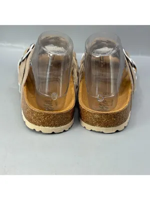 Biostep Slides Sandals Womens 9 White Silver Beige Braided Straps Slip-On Shoes thumbnail 4