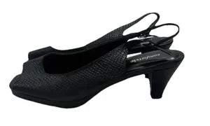 Comfortview Women’s Slingback Heels Open Toe Black Snake Embossed Size 9.5 WIDE thumbnail 1
