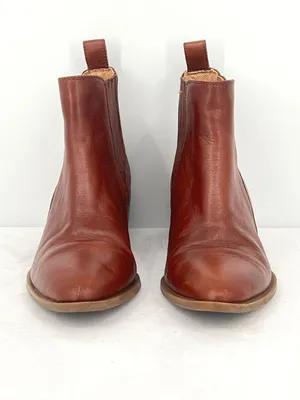 Crown Vintage Tolana2 Brown Leather Block Heel Chelsea Ankle Boots Booties 7.5 thumbnail 2