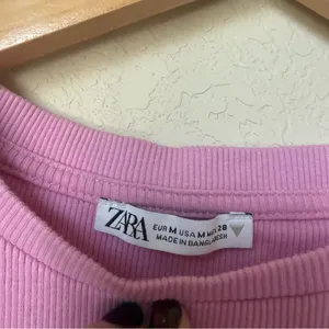 Zara Pink Ribbed Ruffle Sleeve Crop Top | Size M thumbnail 3