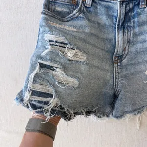 American Eagle 90s Boyfriend Shorts 000 Blue Distressed Highest Rise‎ Denim thumbnail 9