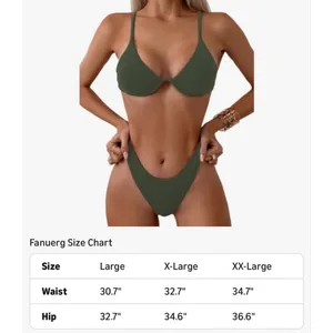 NEW Underwire Triangle Bikini Push Up Swimsuit Cheeky XL thumbnail 3