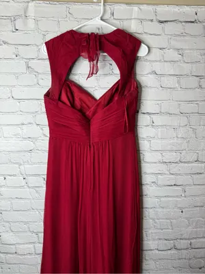 Amsale Elegant Red Halter Maxi Dress - Classic Evening Style size 10 thumbnail 8