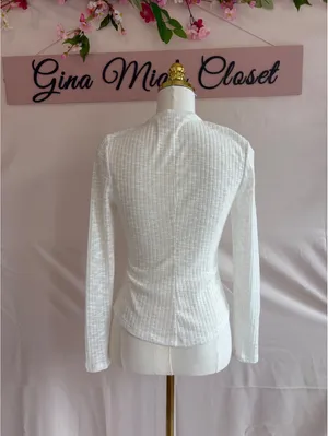 Free People White Textured Long Sleeve Knit Top by Sanctuary thumbnail 3