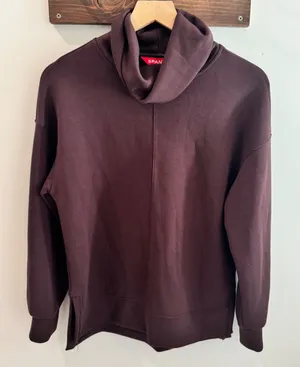 Spanx AirEssentials Cowl Neck Sweatshirt XS Brown Pullover 21857R thumbnail 1