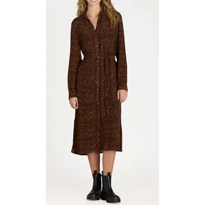 Time and Tru Womens Shirt Dress Size XL Brown Leopard Button-Front Long Sleeve thumbnail 2