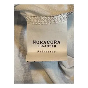Noracora Abstract Stripe Maxi Dress Medium V-Neck Side Slit Black White‎ NWT thumbnail 8