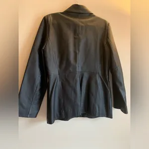 Sonoma Black Leather Jacket Womens Size M Winter Outerwear Coat Zip Vintage thumbnail 4