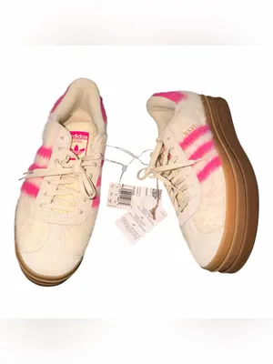 NWT Adidas Gazelle Bold Sneaker Color: Cream White Pink Gold SZ-9.5 Faux Fur thumbnail 9