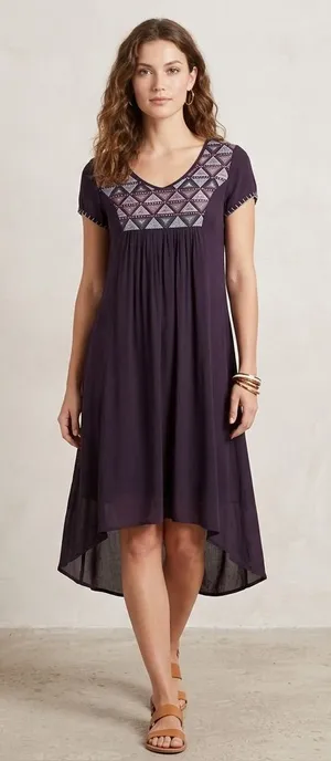NWT Altar’d State Eggplant High Low Dress Geometric Design. Size Medium thumbnail 1