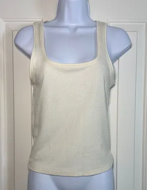 American Eagle Ribbed Off White Tank thumbnail 1