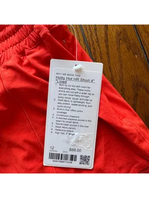 Lululemon Hotty Hot Short High Rise 4" Cherry Ember Size 12 NWT thumbnail 4