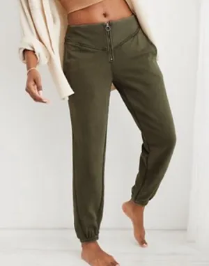 Aerie Womens Pants Joggers Corset Waist Sweatpants Sunwashed Green Size Large thumbnail 1
