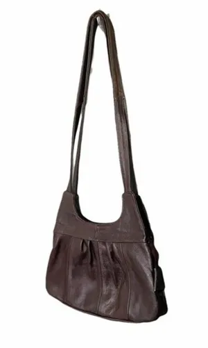 Vintage Pebbled Leather Crossbody Bag Espresso Brown 70s Boho Bohemian Purse thumbnail 6