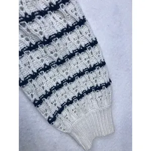 La Vie Rebecca Taylor Sweater Womens Small‎ White Navy Merino Striped nautical thumbnail 3