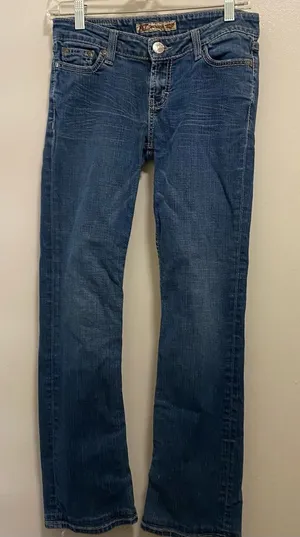 BKE Womens Jeans 28x29 Waist 28” Sabrina Mid Rise Boot Cut Dark Blue Wash Denim thumbnail 1