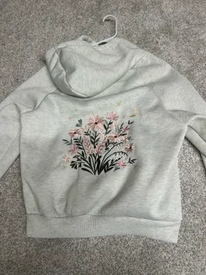 Flower hoodie Gray Size M thumbnail 1