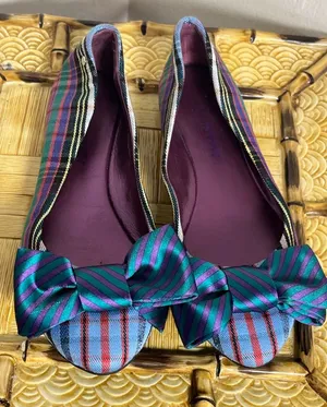 Coach Striped Bow Ballet Flats in Teal, Purple and Blue thumbnail 1