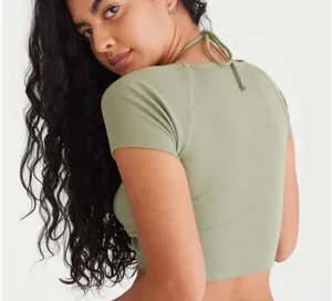 Aeropostale tie front cut out crop top thumbnail 3