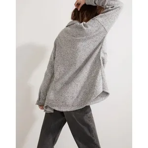 Madewell MWL (Re)sourced Sweater Fleece Shirt-Jacket Shacket Oversized XL‎ Gray thumbnail 3