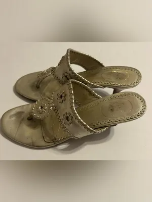 Jack Rogers Metallic Gold Leather Floral Medallion Mules thumbnail 4