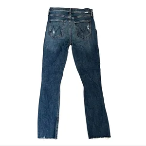 Mother the Mid Rise Dazzler Ankle Fray Jeans distressed medium wash cropped 26 thumbnail 4
