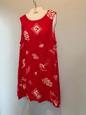 Paper Heart Red Linen Blend sleeveless mini dress size Large New With tags thumbnail 3