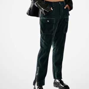 EUC Free People London Calling Moto Corduroy Pants Pine Green Size 29 thumbnail 3