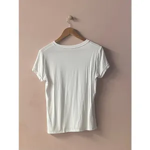 Classic White Round Neck Modal Blend T-Shirt Size S EUC thumbnail 4
