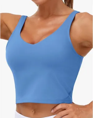 Amazon Womens' Sports Bra Longline Wirefree Padded with Medium Support thumbnail 1