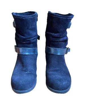 Eric Michael Portugal Venice Boot Blue Suede Moto Boots Sz 7 Spring Comfort thumbnail 1