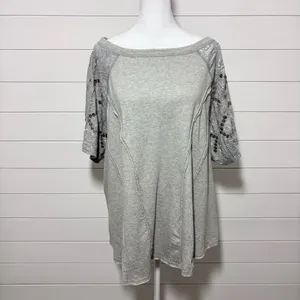 Free People Shine Me Out Top Embellished Sleeve Pullover Open‎ Back Large L NEW thumbnail 7