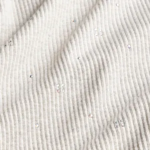 J. CREW Vintage Rib Long Sleeve T-Shirt Embellished Heathered Dove XXS XX-Small thumbnail 4