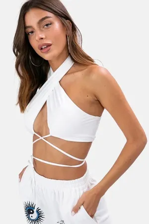 Adika Luka Cross Wrap Halter Top White XS-S thumbnail 1