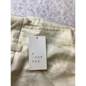 A New Day Womens High-Rise Wide Leg Linen Blend Pleated Pants Cream White Size 4 thumbnail 3