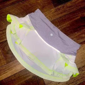 Lululemon Presta Skirt White Silver / Ray ruffle workout activewear spring rare thumbnail 4