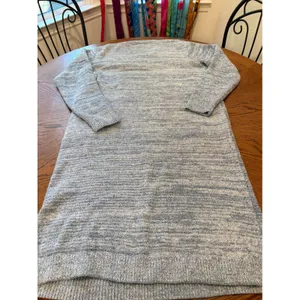 Softies Sweater Dress Womens L Blue Marled Knit Long Sleeve Crew Neck Midi Cozy thumbnail 6