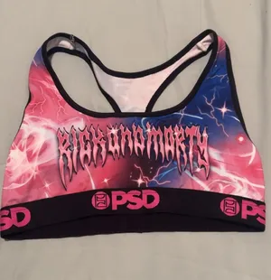 PSD Women’s Rick and Morty - Metal Logo Bra thumbnail 1