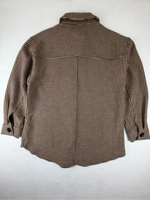 Current Air Houndstooth Shirt Jacket XS NWT‎ Shacket Neutral Plaid thumbnail 2