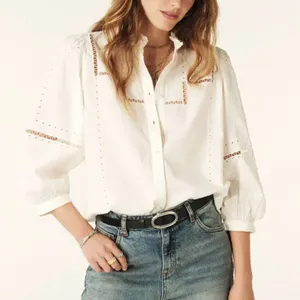 Ba&sh Tamie Shirt cotton lace ruffle button up womens White (small) cottagecore thumbnail 1