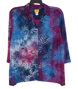 3/4 Sleeve Button Top Animal Print Textured Abstract Art To Wear Colorful XL thumbnail 1