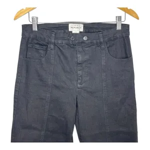 For The Republic Wide Leg Jeans Womens 8 Black Seam Detail Ankle Zip High‎ Rise thumbnail 3