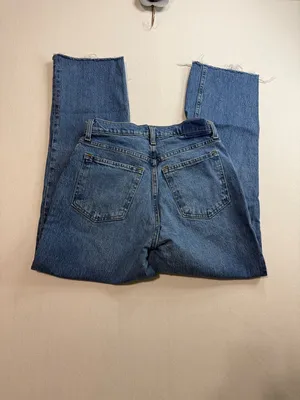 Abercrombie & Fitch Women's Straight-Leg Jeans in Classic Blue Denim thumbnail 2