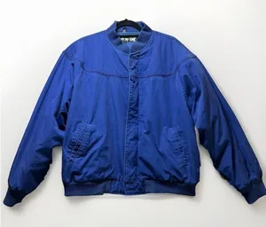 Vintage 90s Bomber Jacket Mens Large Blue Wear Me Out‎ Zip Up thumbnail 1