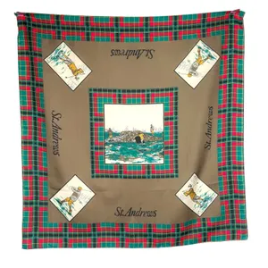 Vintage 80s St. Andrews Golf Scarf by Glentoy Made in‎ Italy NWT Tartan Plaid thumbnail 1