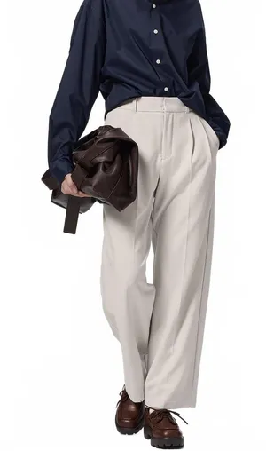 Uniqlo GU Pleated Wide-Leg Pants NWT Natural Small thumbnail 1