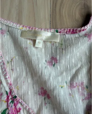 LoveShackFancy Cream Mini Dress with Pink Floral Print thumbnail 4