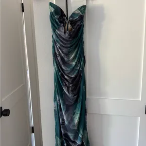12th Tribe Strapless Teal and Navy Dress thumbnail 2